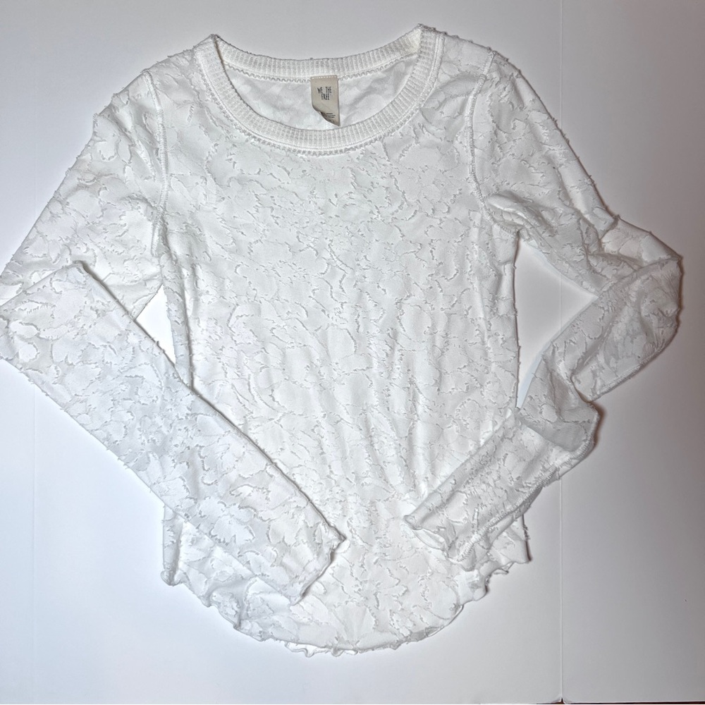We The Free White Floral Lace Long Sleeve Top Extra Small